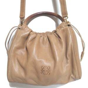 LOEWE Flamenco Anagram Nappa Leather 2-Way Shoulder Bag/Handbag, Beige, Women's